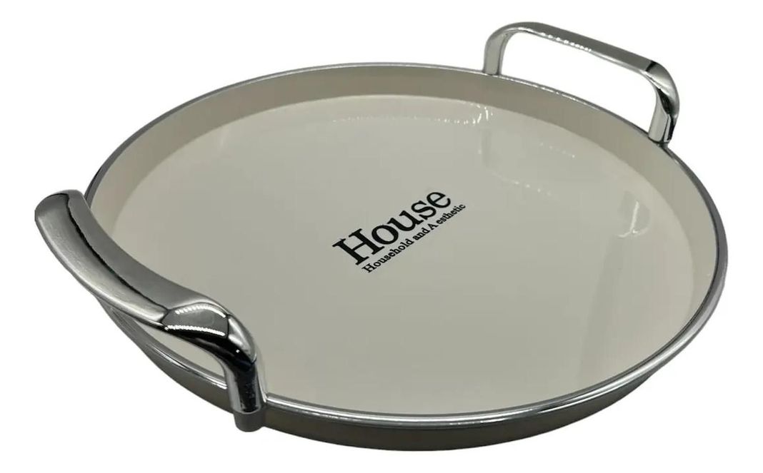 Bandeja Elegante Servir Con Plateado Circular 32cm Plateado