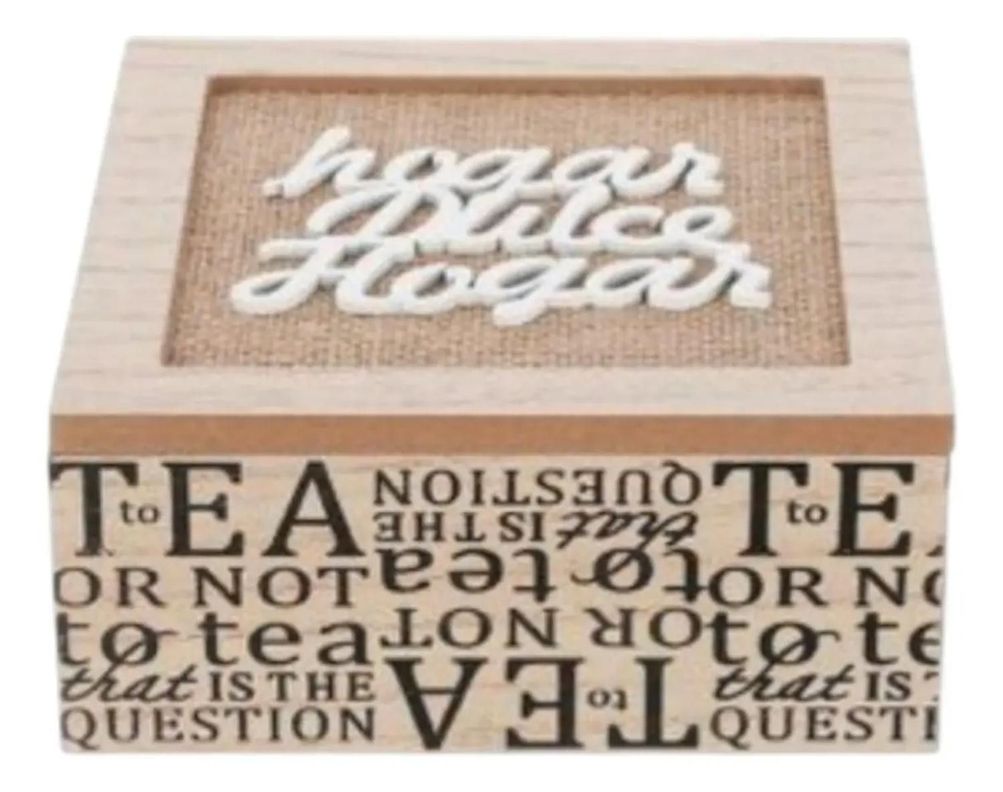 Caja De Te Mediana De Madera 4 Espacios Dulce Hogar Beige