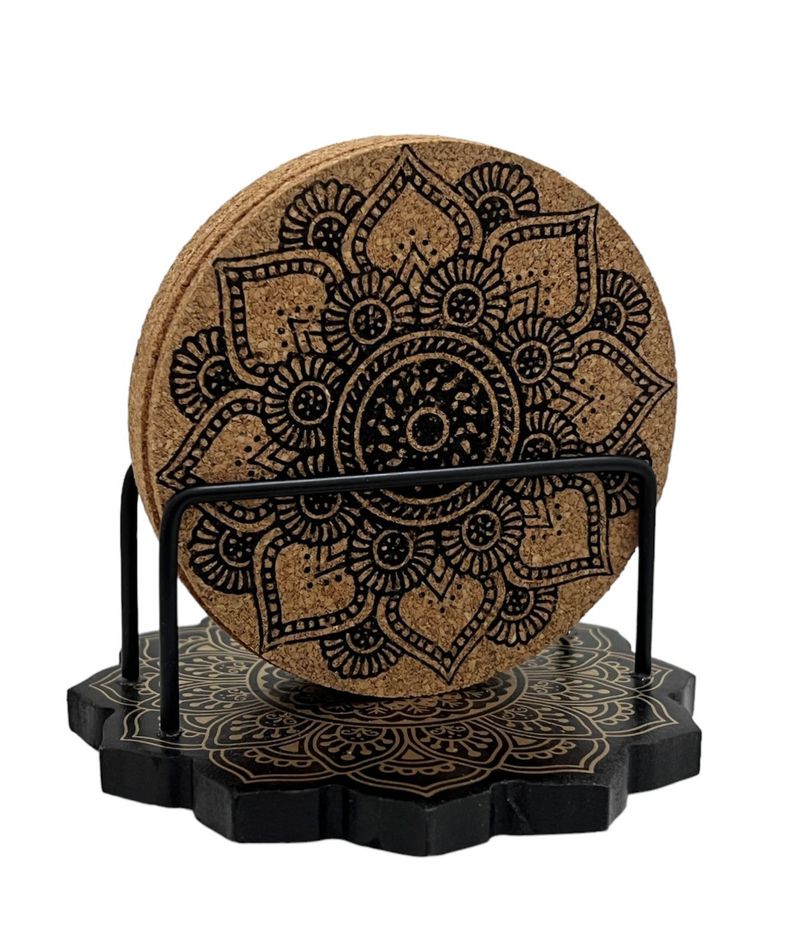 Set De 6 Posavasos Diseño Mandala Pack 6 Posavaso Corcho N-0