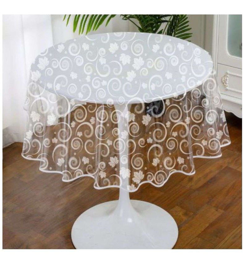 Mantel De Hule Plastico Redondo Transparente Disenos 3