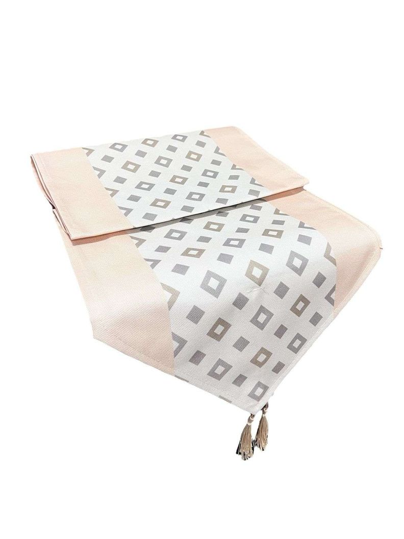 Mantel Camino De Mesa Tela Beige Diseno 180x38cm