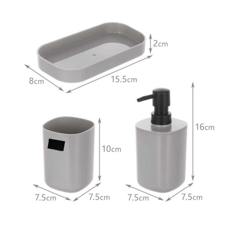 Set Juego De Baño 3 Pieza Jabon Dispensador Cepillo Plastic G-1