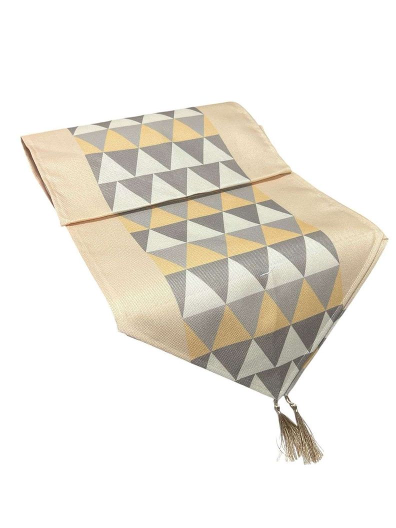 Mantel Camino De Mesa Tela Beige Diseno 180x38cm 3