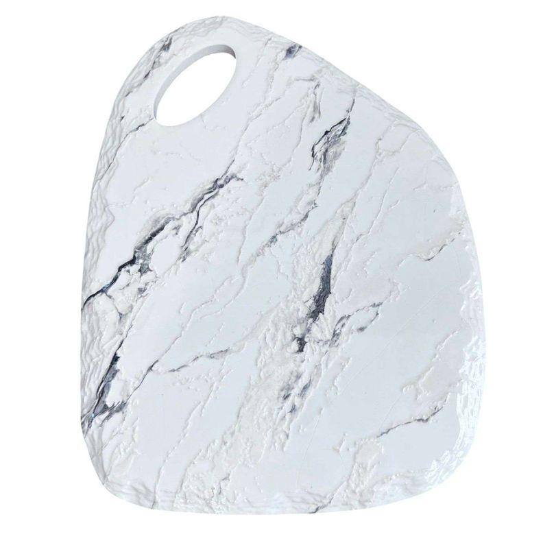 Tabla Para Picar De Ceramica Modelo Marmol Con Asa 3 Blanco 0