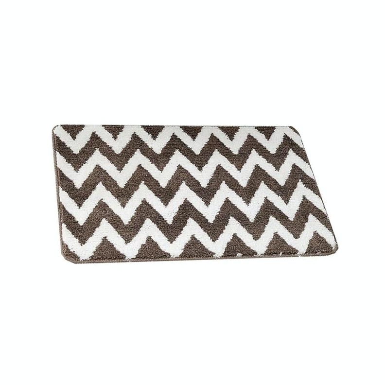 Alfombra Entrada Hogar Limpiapies Peluda Zigzag 80x50cm M Beige