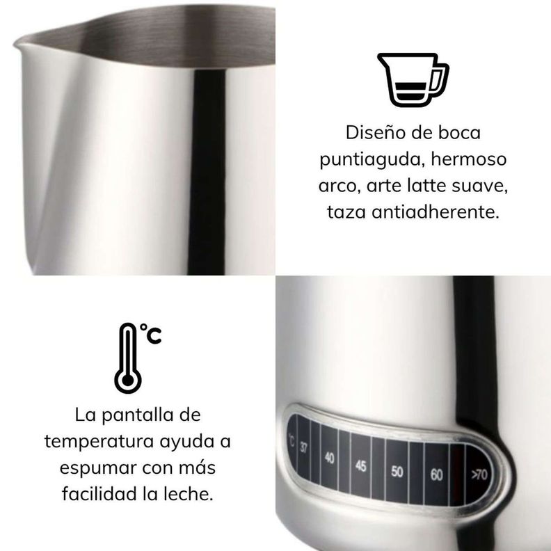 Jarra Espumadora 600ml Leche Medidor Barista Termometro-1