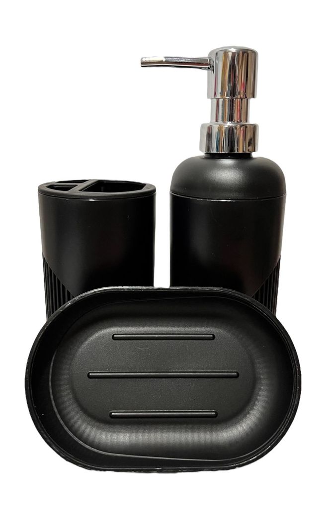 Set Juego De Baño 3 Pieza Jabon Dispensador Cepillo N-0