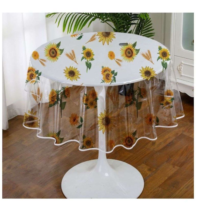 Mantel De Hule Plastico Redondo Transparente Disenos 1