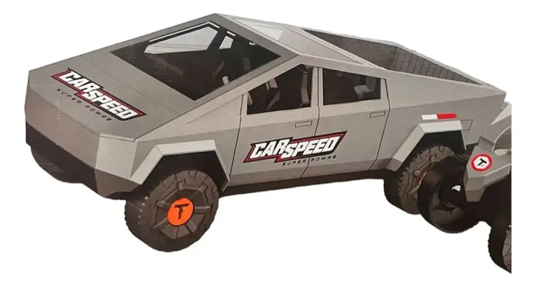 Juguete Auto Carro Camioneta Cybertruck Con Accesorio Cybertruck Gris