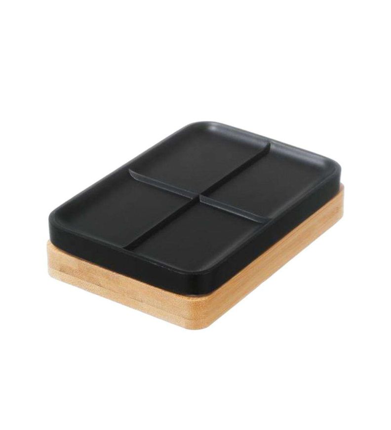Jabonera Porta Jabon Bamboo Metal Diseño Elegante-1