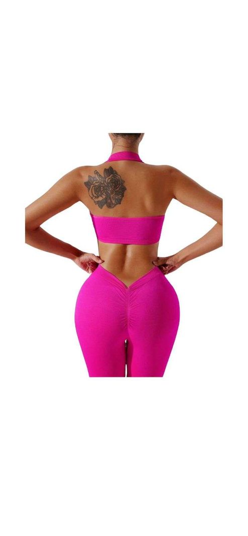 Conjunto Deportivo Mujer Gym Top Leggins Levanta Gluteo M-L Fucsia-1