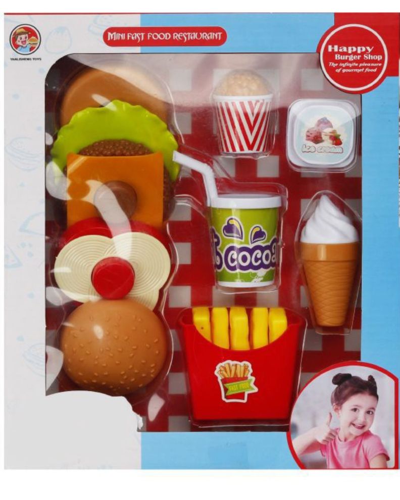 Juego Comida Hamburguesa Papas Comida De Juguete Niños-1