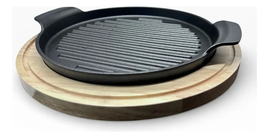 Bandeja Tabla Placa Para Carnes Con Base Bambu M7 Negro