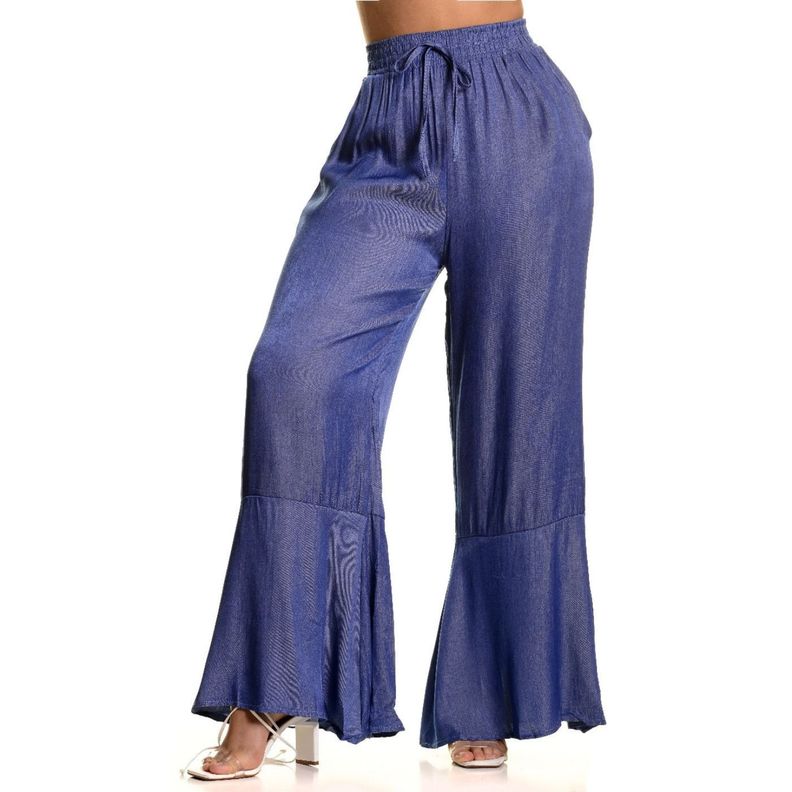 Pantalon Palazzo Mujer Liviano Excelente Calidad Tipo Jeans 3092-0