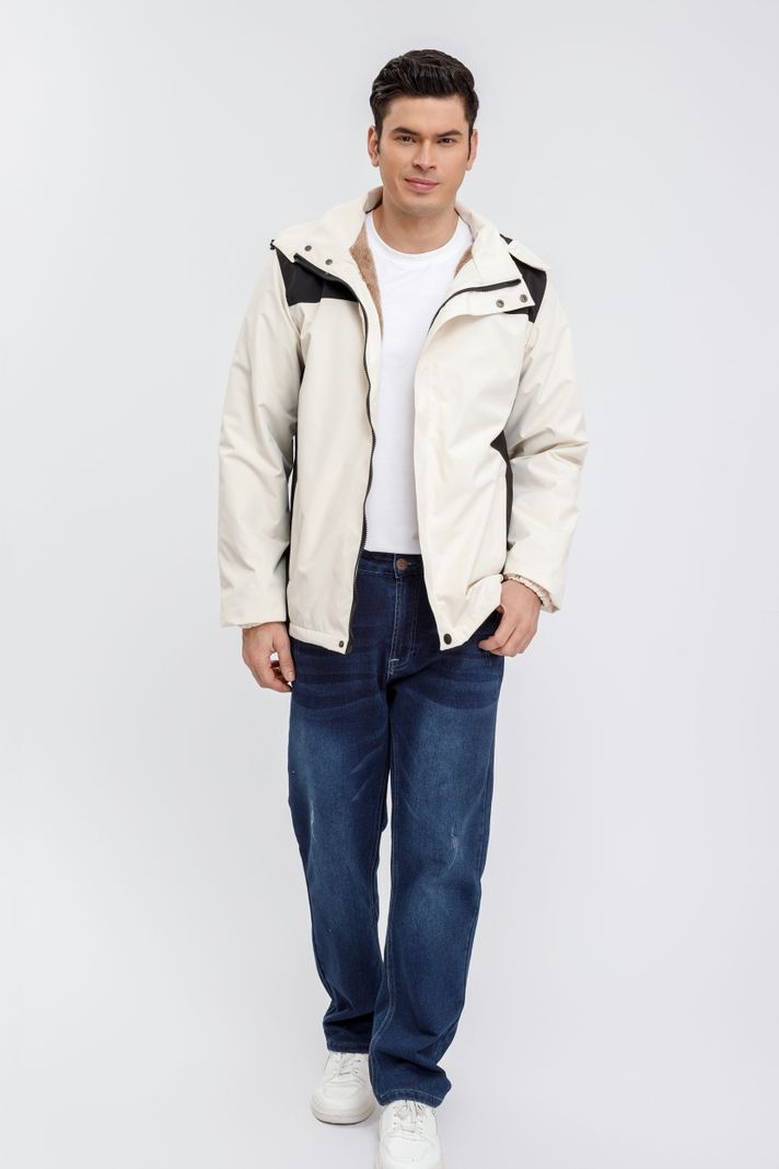 Chaqueta Impermeable Hombre Forro Interior Piel Capucha 0002