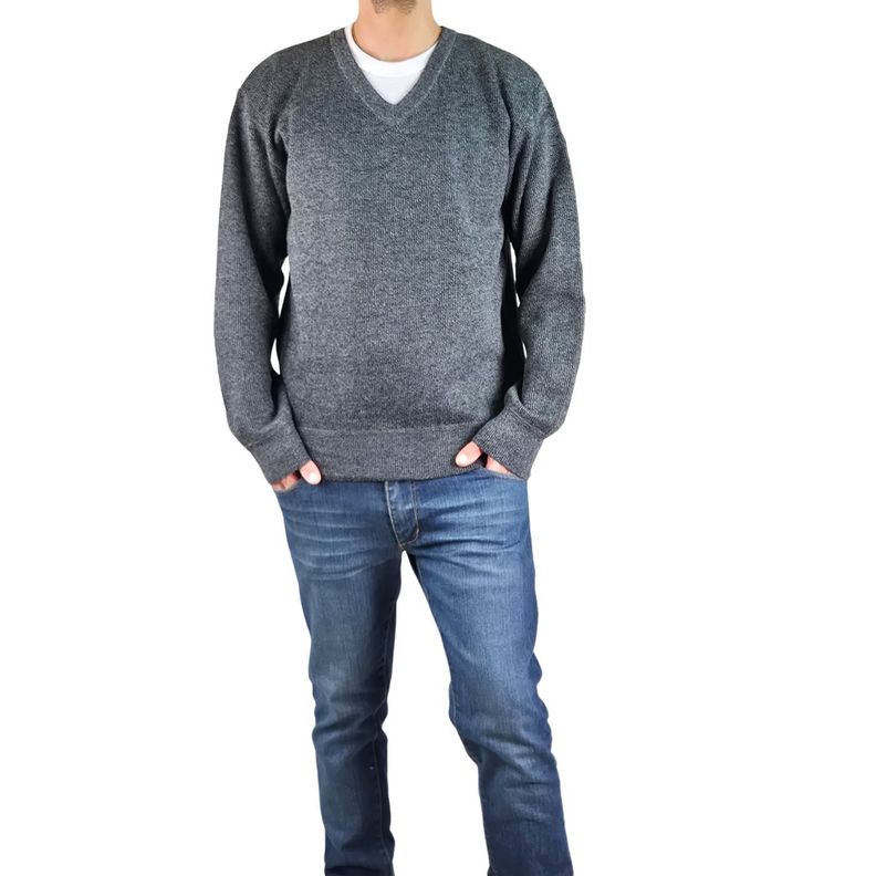 Sweater Hombre Frisado Tejido Cuello V Colores 1368-0