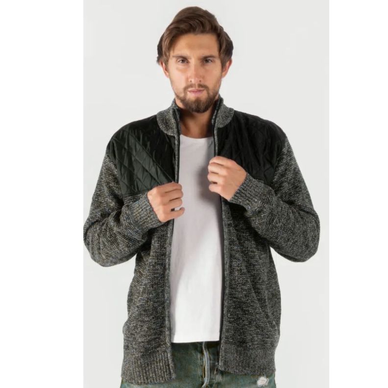 Sweater Algodón Chaqueta Forro Piel Cuello Alto Bolsillos Cierre 7175-0
