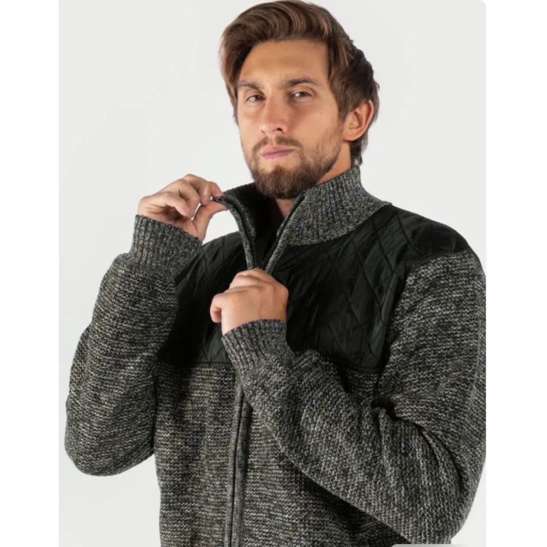 Sweater Algodón Chaqueta Forro Piel Cuello Alto Bolsillos Cierre 7175-1