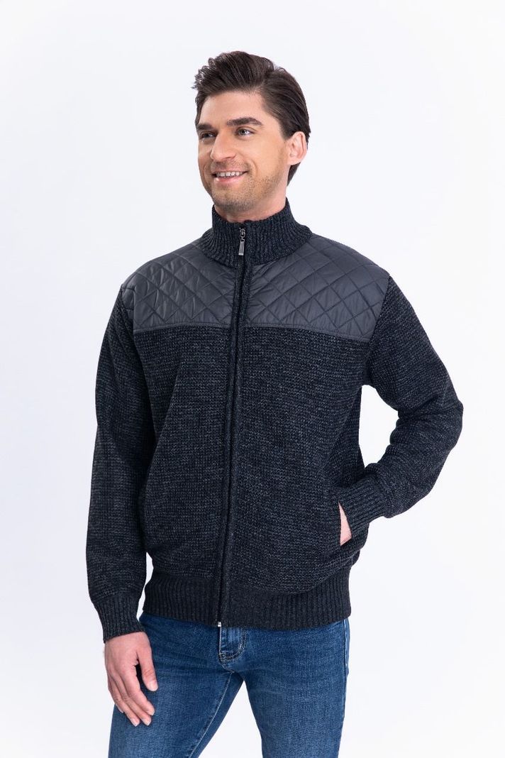 Sweater Algodón Chaqueta Forro Piel Cuello Alto Bolsillos Cierre 7175-4
