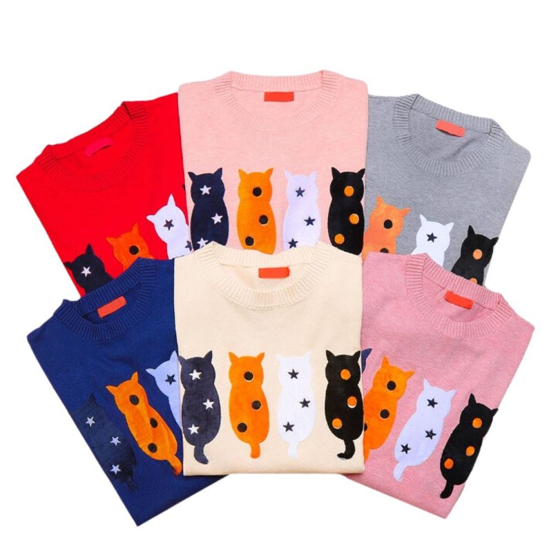 Sweater Mujer Algodón Otoño Invierno Tejido Suave Diseño Gatito 536-1