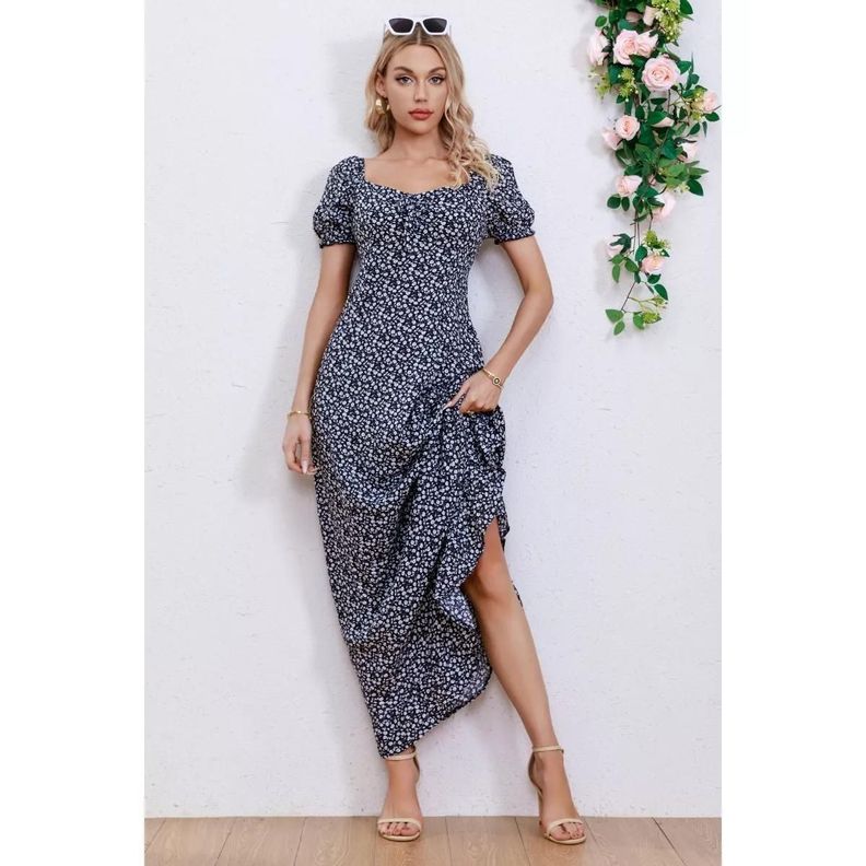 Vestido Verano Largo Mujer Floral Maxi Vestido 238-2