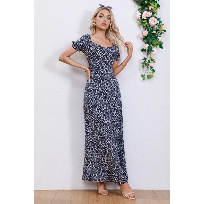 Vestido Verano Largo Mujer Floral Maxi Vestido 238-3