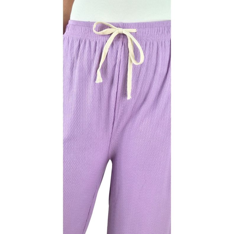 Pantalon Palazzo Acanalado Mujer Cintura Elasticada Verano Colores 369 -4