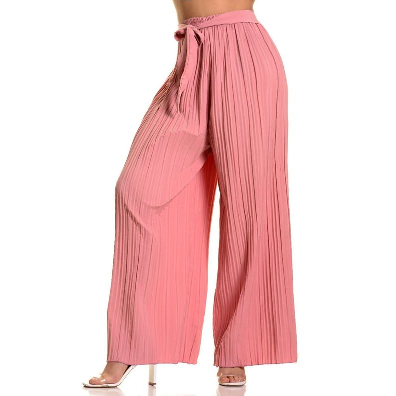 Pantalon Palazzo Mujer Fiesta Cintura Elasticada Verano Colores 090-0