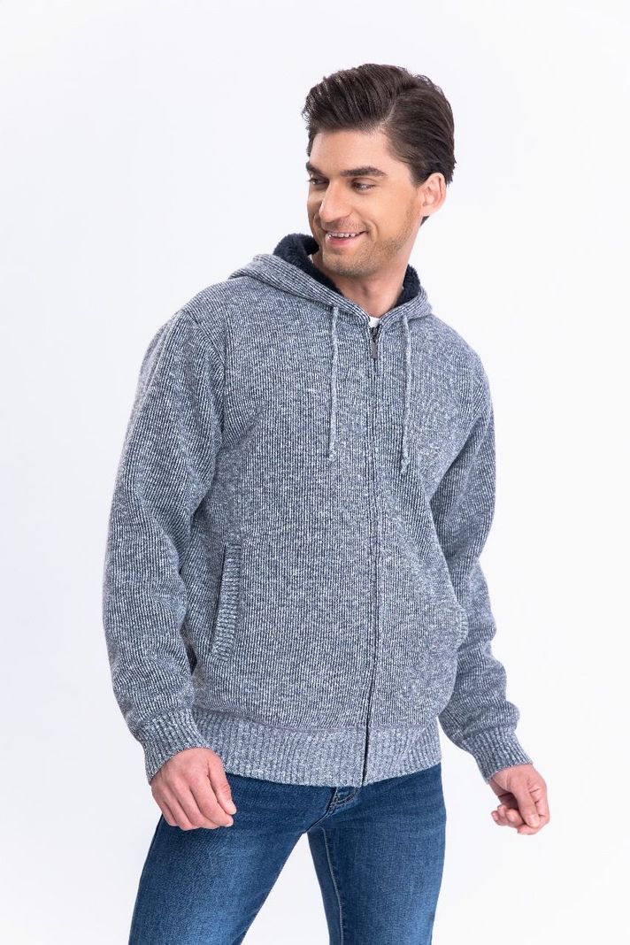 Chaqueta Sweater Algodon Con Gorro Forro Piel Bolsillos Cierre 7167-0