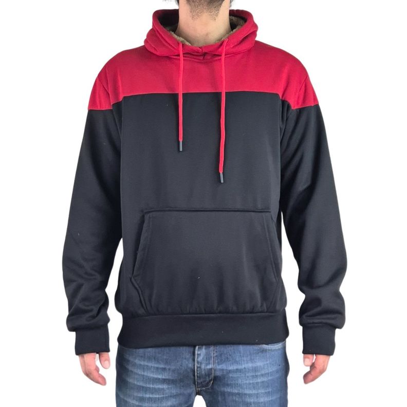Polerón Hombre Invierno Forro Piel Con Gorro Bi-Color 7498-3