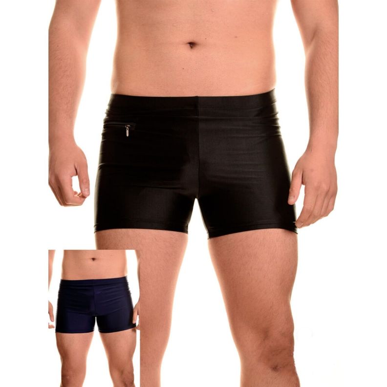 Traje De Baño Lycra Hombre Deportivo Natación Bolsillo Ajustado 335-3