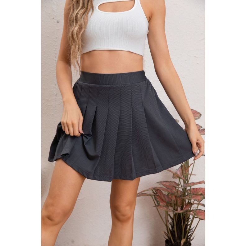 Mini Falda Plisada Tableada Tiro Alto Tendencia Con Short interior 111-1