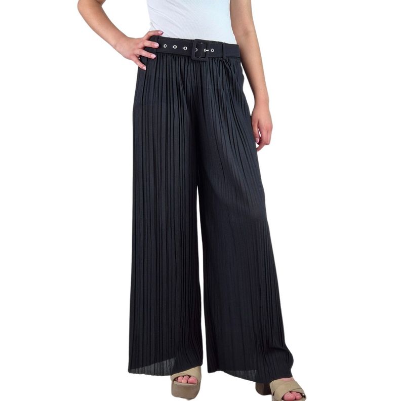 Pantalón Palazzo Mujer Fiesta Cintura Elasticada Tela Plisada 140-1