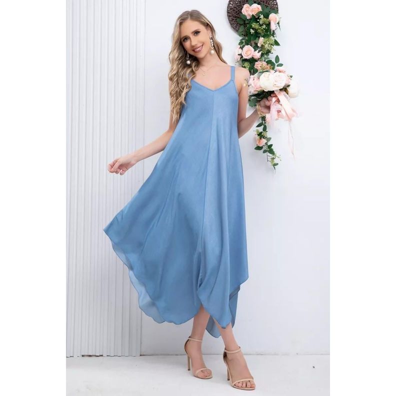 Maxi Vestido Largo Asimétrico Verano Premium 319-1