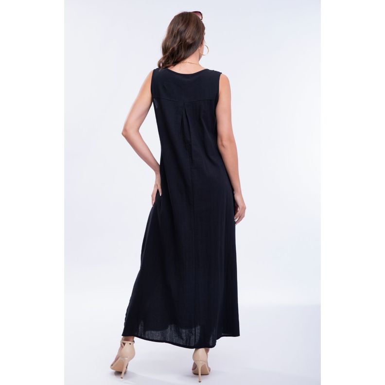 Vestido Lino Largo Primavera Verano Mujer Variedad Colores 300-3