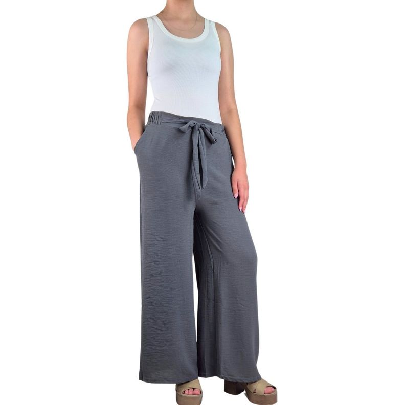 Pantalon Palazzo Mujer Tipo Lino Casual Semi Formal Tiro Alto 106-0