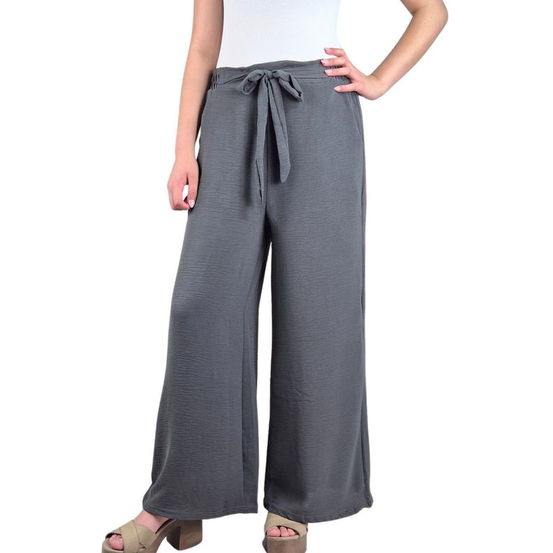 Pantalon Palazzo Mujer Tipo Lino Casual Semi Formal Tiro Alto 106-1