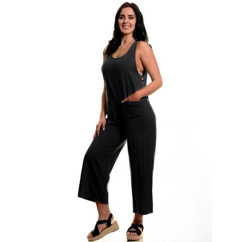 Enterito Mujer Jardinera Premium Algodon Largo Primavera 258 Negro S