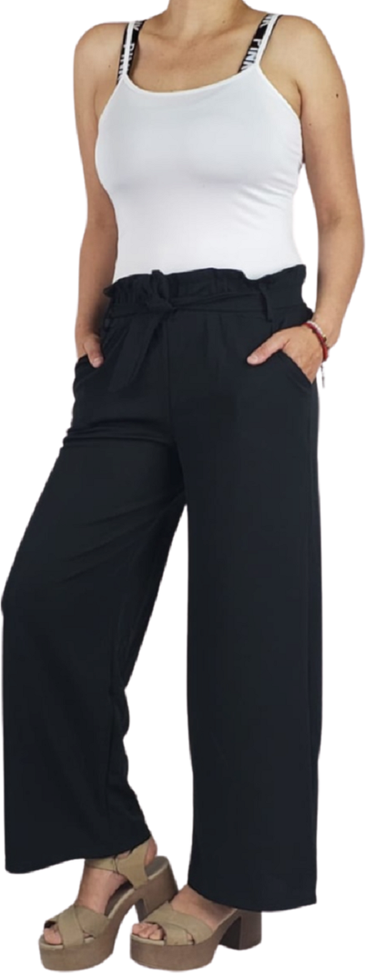 Pantalon Palazzo Verano Mujer Cintura Elasticada Bolsillos 709-1