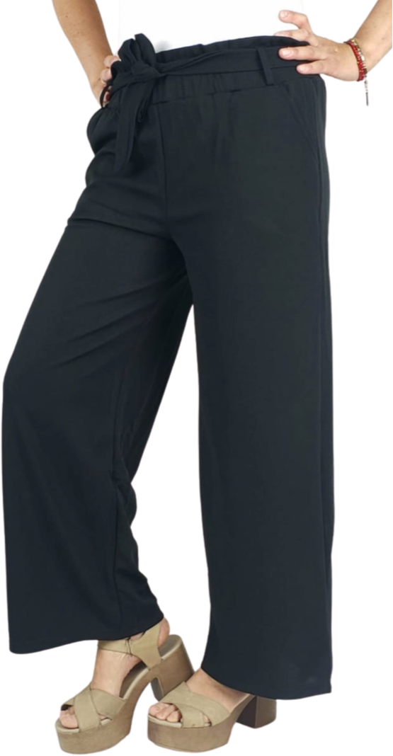 Pantalon Palazzo Verano Mujer Cintura Elasticada Bolsillos 709-2