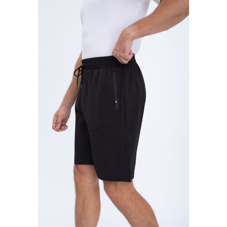 Short Hombre Deportivo Secado Rapido Bolsillos Cierre 4015 Negro S