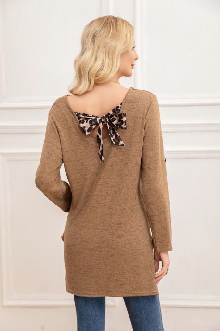 Sweater Mini Vestido Corto Tejido Abertura Lazo Espalda 2005-2