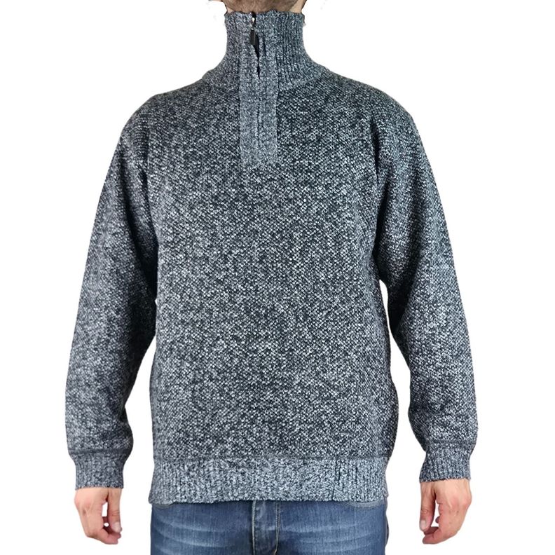 Sweater Frizado Tejido Hombre Cuello Alto Cierre Colores 2092-3