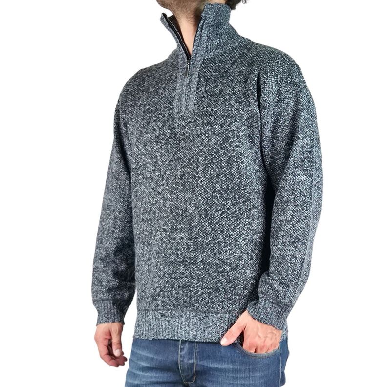 Sweater Frizado Tejido Hombre Cuello Alto Cierre Colores 2092