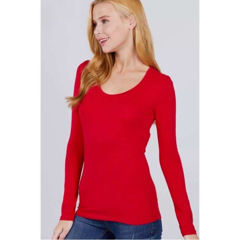 Camiseta Mujer Elasticada Forro Polar Manga Larga 2419 Rojo XL-XXL