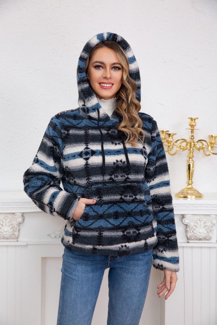 Polerón Peludo Étnico Otoño Invierno Chaqueta Cierre Mujer 6079-2