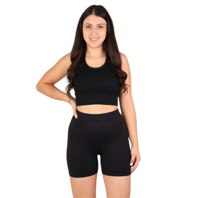 Calza Corta Pretina V Liso Levanta Cola Lycra Costura Reforzada 8009-1
