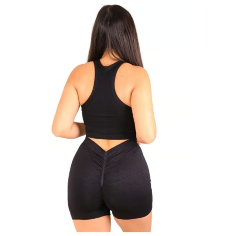 Calza Corta Pretina V Liso Levanta Cola Lycra Costura Reforzada 8009-3