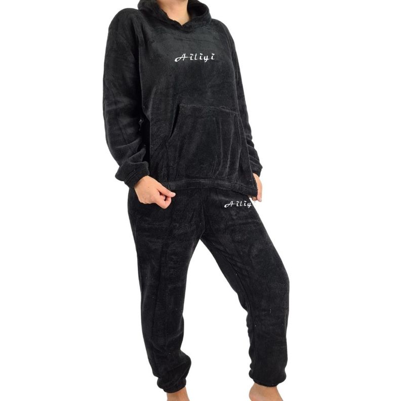 Pijama Mujer Polar Invierno Con Gorro Excelente Calidad 1763-0