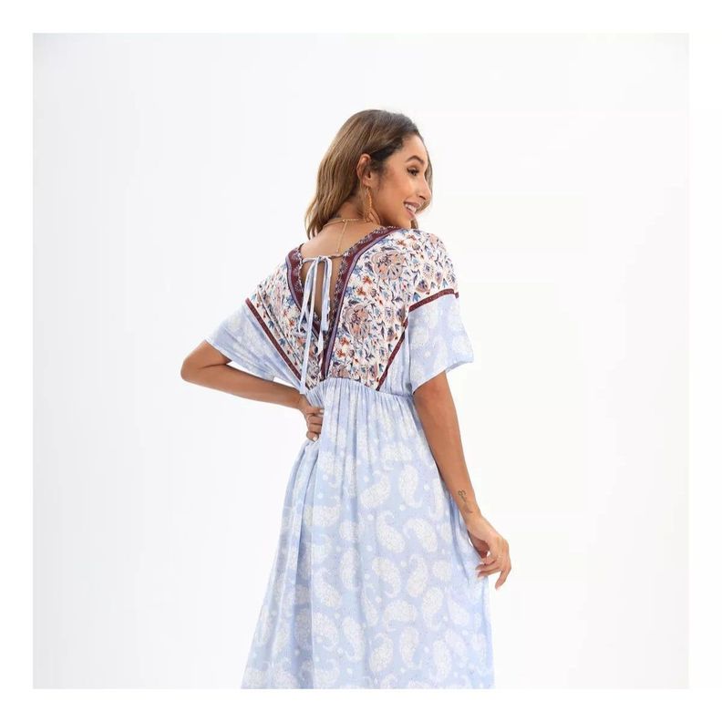 Vestido Largo Primavera Mujer Algodón Flores Calidad 273-1